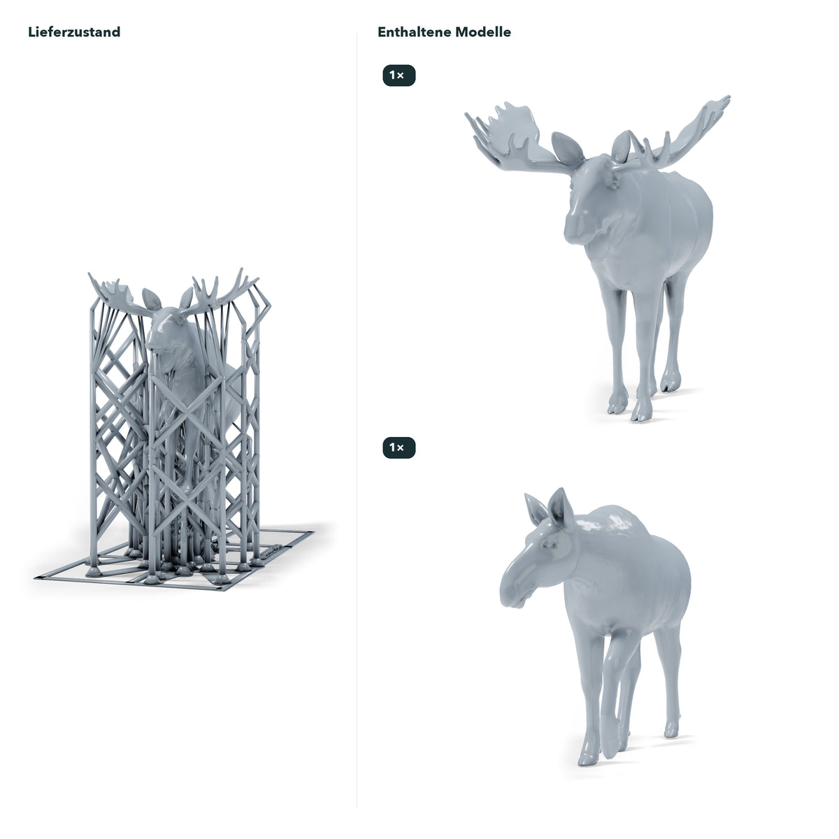Diorama Modellbau Produktfoto 1: Diorama Miniatur Wildtiere: Elchbulle und Elchkuh (h0_48)