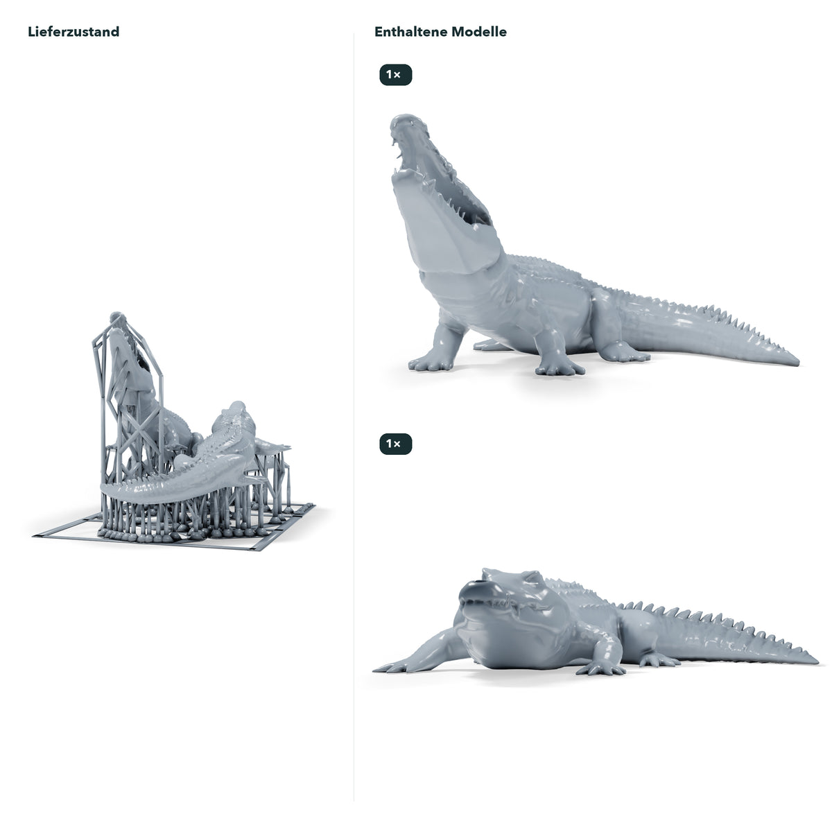 Diorama Modellbau Produktfoto 1: Diorama Miniatur Reptilien: Zwei Krokodile in unterschiedlichen Posen (h0_49)