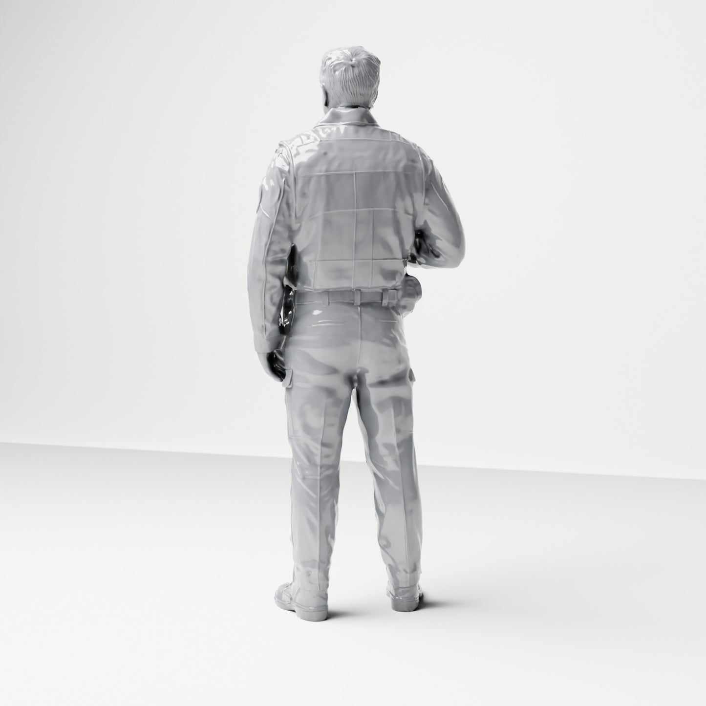 Diorama Modellbau Produktfoto 2: Stehende Figur: Polizist mit Funkgerät, taktischer Weste & Ausrüstungsgürtel (B023)