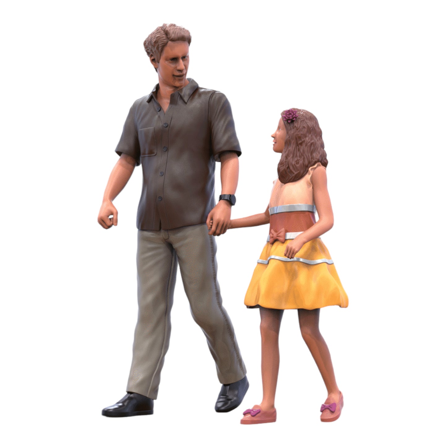 Produktfoto Diorama und Modellbau Miniatur Figur: Mann mit Tochter - Spaziergänger