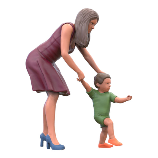 Produktfoto Diorama und Modellbau Miniatur Figur: Frau mit Kind - Mutter mit Sohn