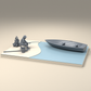 Diorama Modellbau Produktfoto 2: Diorama Angler Set: Angler mit Ruderboot, Ruder, Eimer und Lagerfeuer (h0_41)