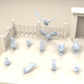Diorama Modellbau Produktfoto 2: Diorama Miniatur Bauernhoftiere: Hühner, Enten, Gans und Kaninchen (h0_51)