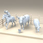 Diorama Modellbau Produktfoto 2: Diorama Western Figuren: Cowboy zu Pferd mit Bulle und Kuh (h0_36)