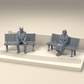 Diorama Modellbau Produktfoto 2: Diorama Figuren Set: Älteres Paar mit zwei Parkbänken (h0_38)