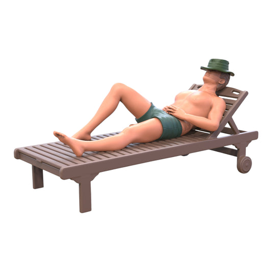 Produktfoto Diorama und Modellbau Miniatur Figur: Mann auf Liege - Urlauber am Strand