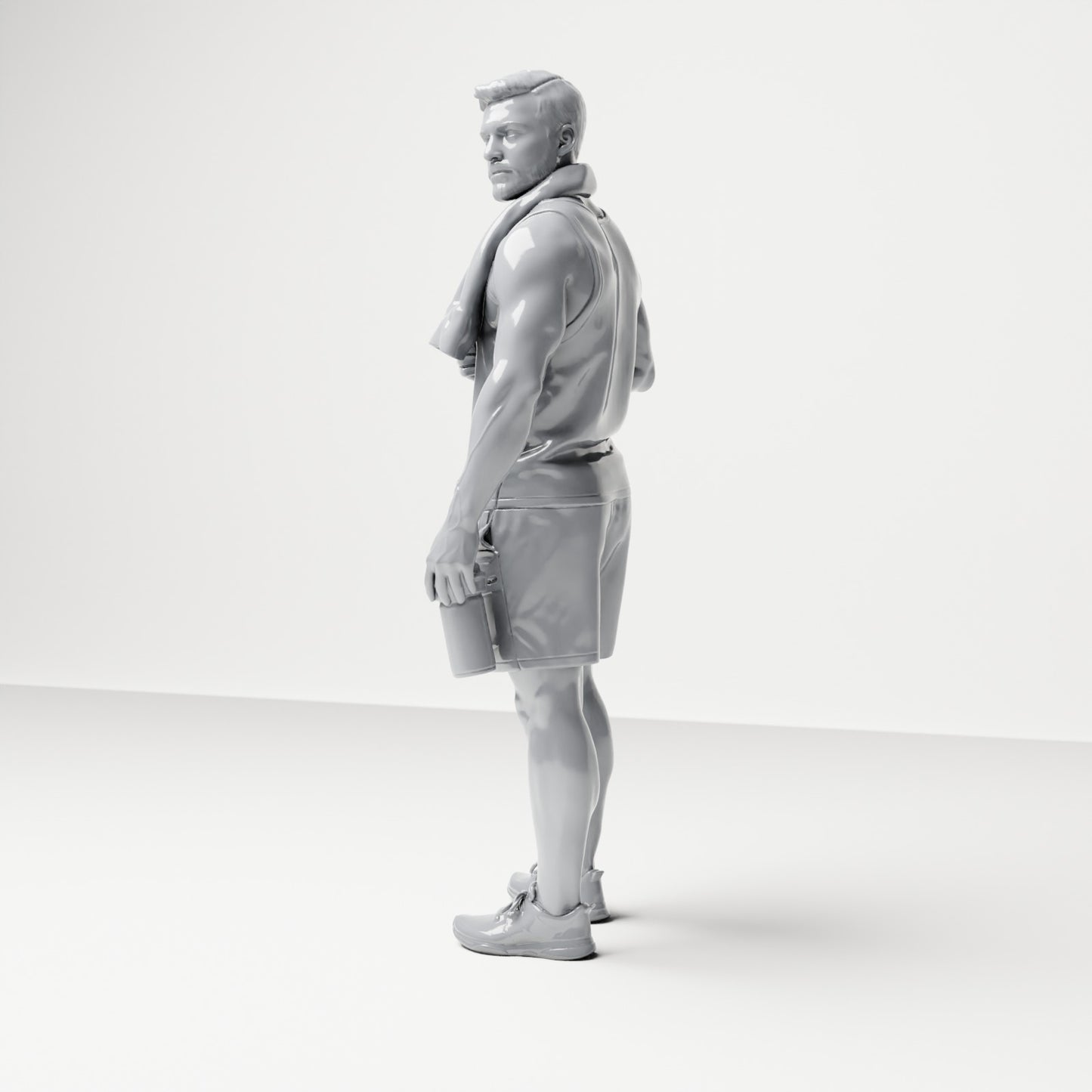 Diorama Modellbau Produktfoto 1: Stehende Figur: Sportler mit Handtuch & Trinkflasche (B037)