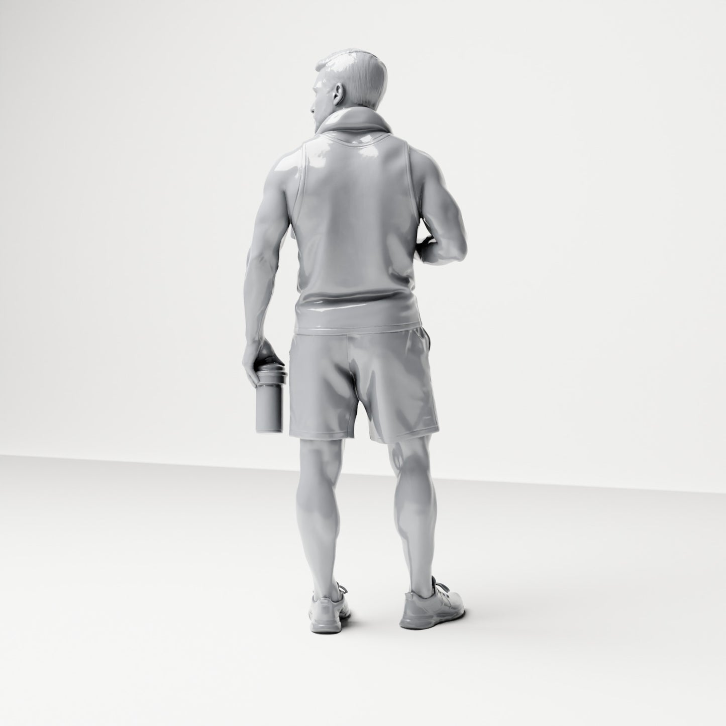 Diorama Modellbau Produktfoto 2: Stehende Figur: Sportler mit Handtuch & Trinkflasche (B037)