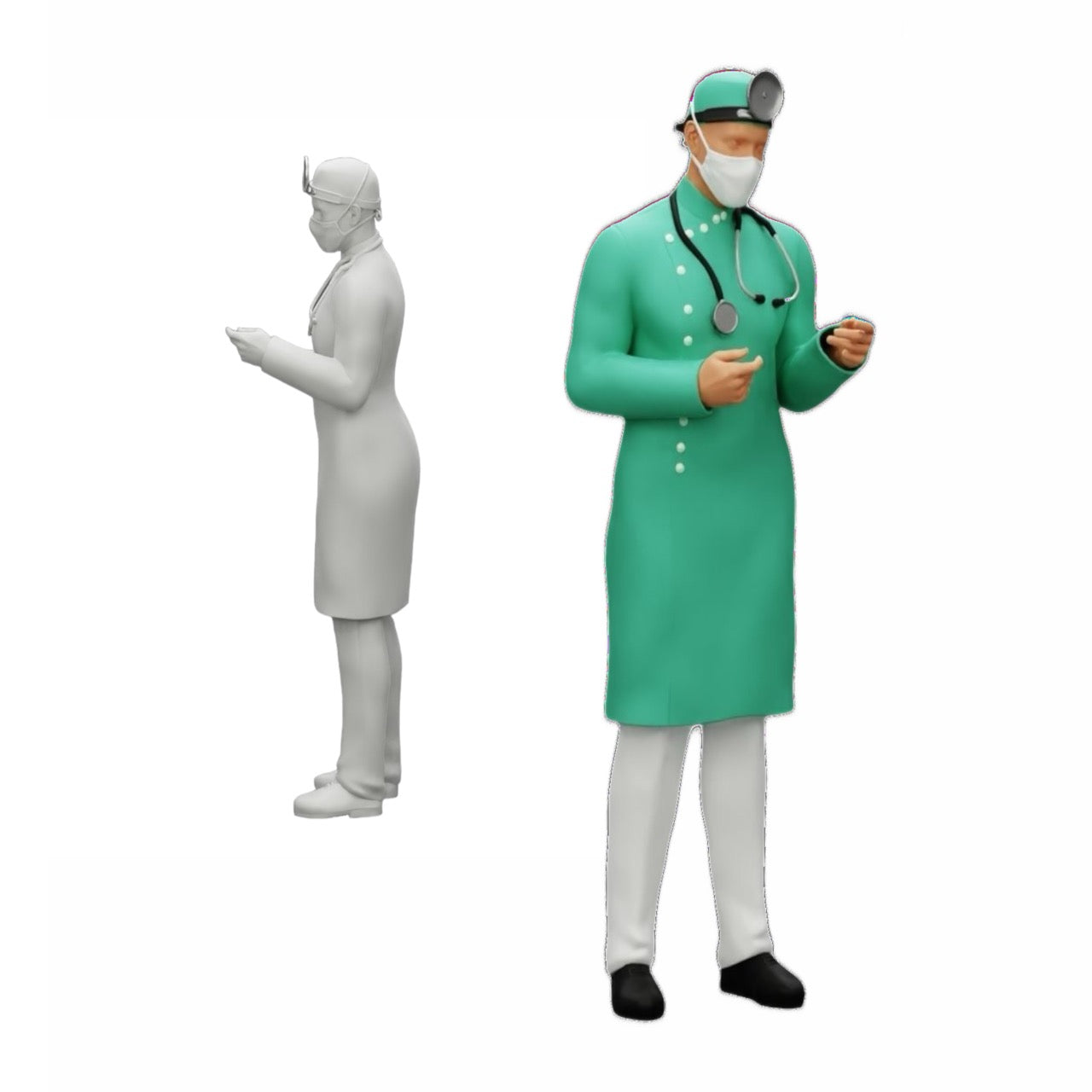 Diorama Modellbau Produktfoto 3: Diorama Figuren-Set: Klinik, Chirurgie und Rettungsdienst Figuren-Set (Nr. S46)