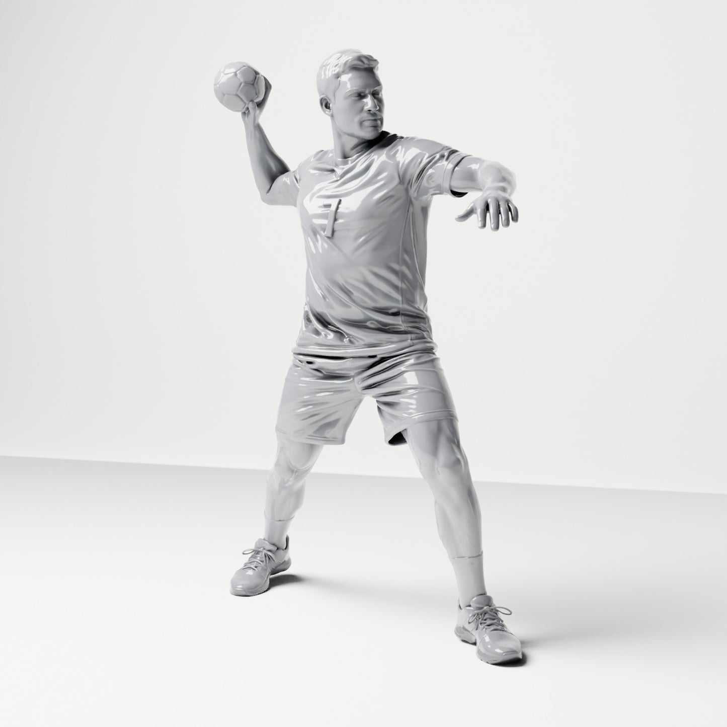 Diorama Modellbau Produktfoto 0: Stehende Figur: Sportler in Wurfpose mit Ball in der rechten Hand (B041)