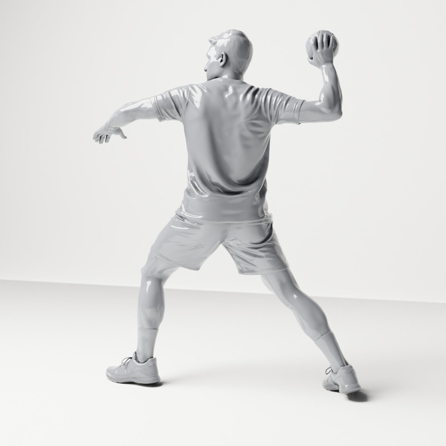 Diorama Modellbau Produktfoto 2: Stehende Figur: Sportler in Wurfpose mit Ball in der rechten Hand (B041)