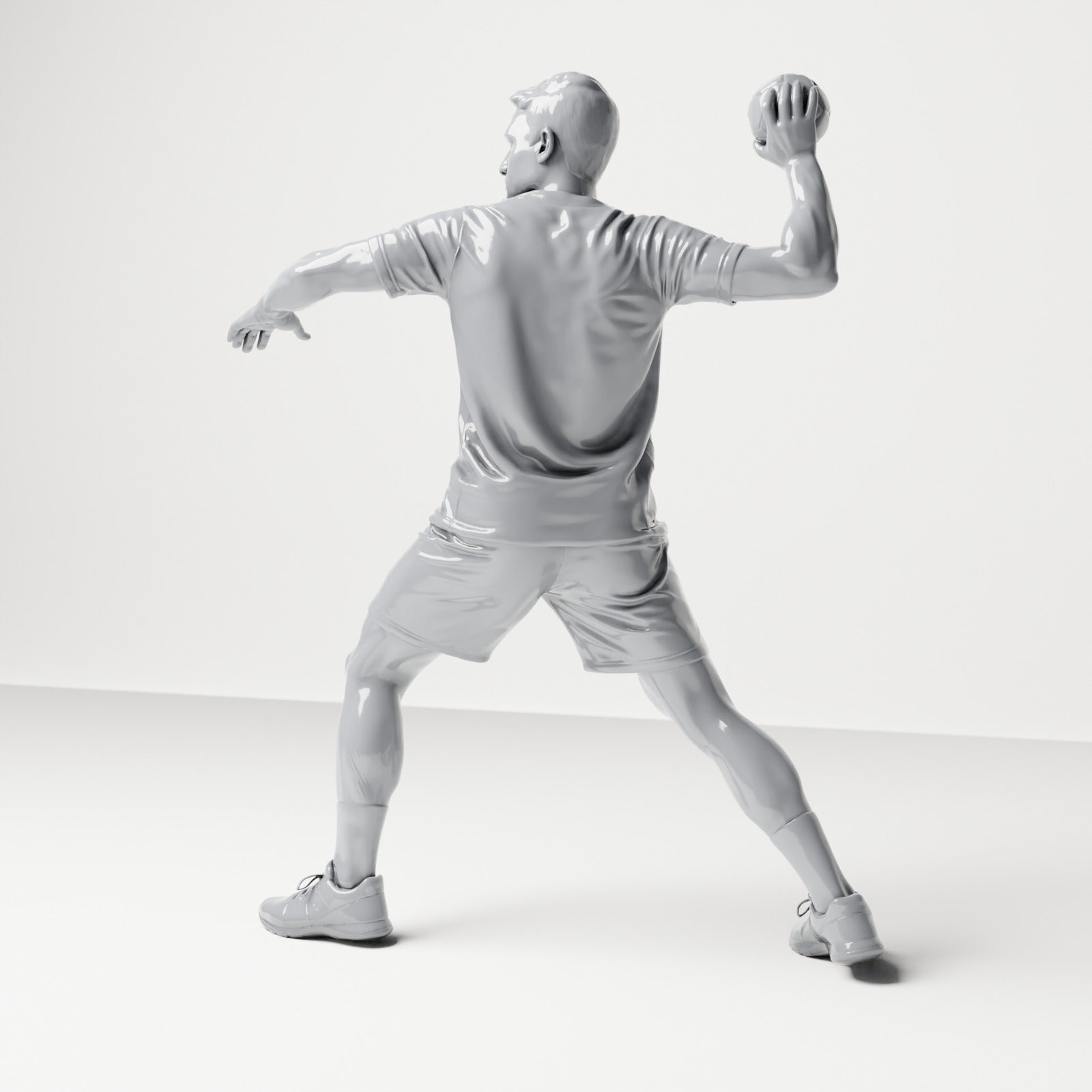 Diorama Modellbau Produktfoto 2: Stehende Figur: Sportler in Wurfpose mit Ball in der rechten Hand (B041)