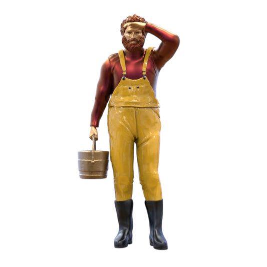 Diorama Modellbau Produktfoto 0: Fischer mit Eimer – Figur in Ölzeug und Gummistiefel (Ref. Nr. 444)