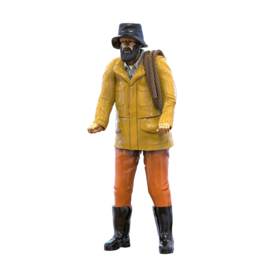 Diorama Modellbau Produktfoto 0: Seemann mit Seil – Figur in Regenjacke und Gummistiefel (Ref. Nr. 445)