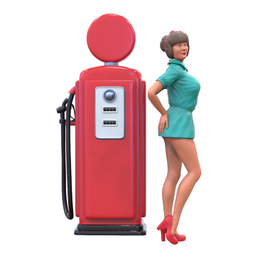 Produktfoto Diorama und Modellbau Miniatur Figur: Frau an Zapfsäule