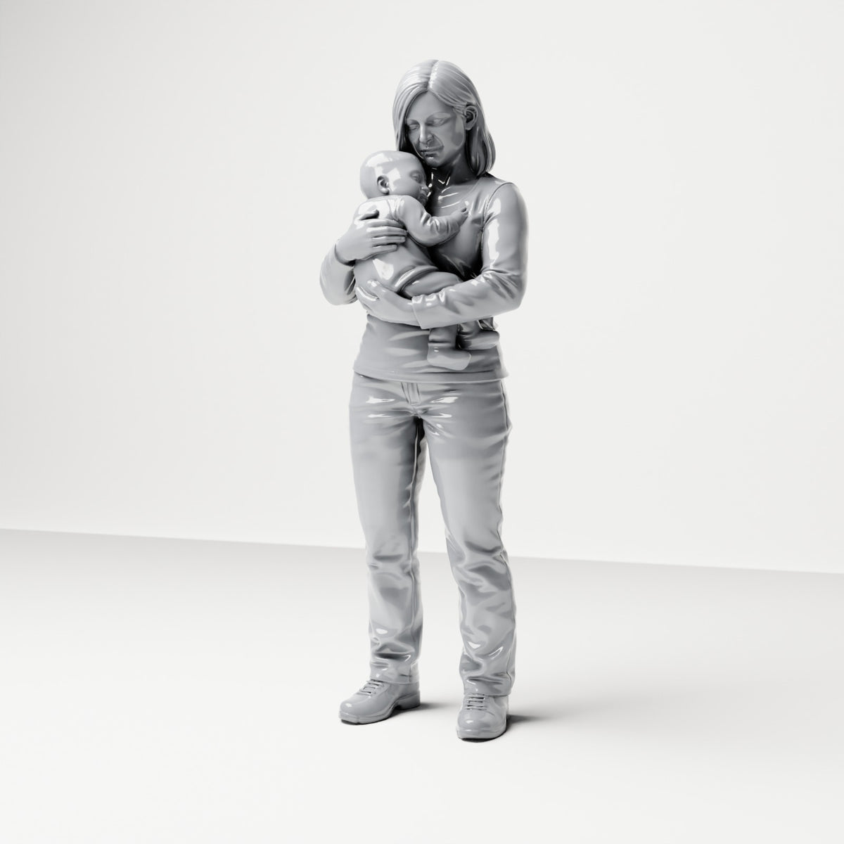 Diorama Modellbau Produktfoto 0: Stehende Figur: Mutter mit Baby auf dem Arm (B047)