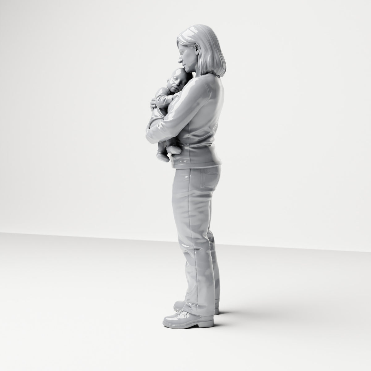Diorama Modellbau Produktfoto 1: Stehende Figur: Mutter mit Baby auf dem Arm (B047)