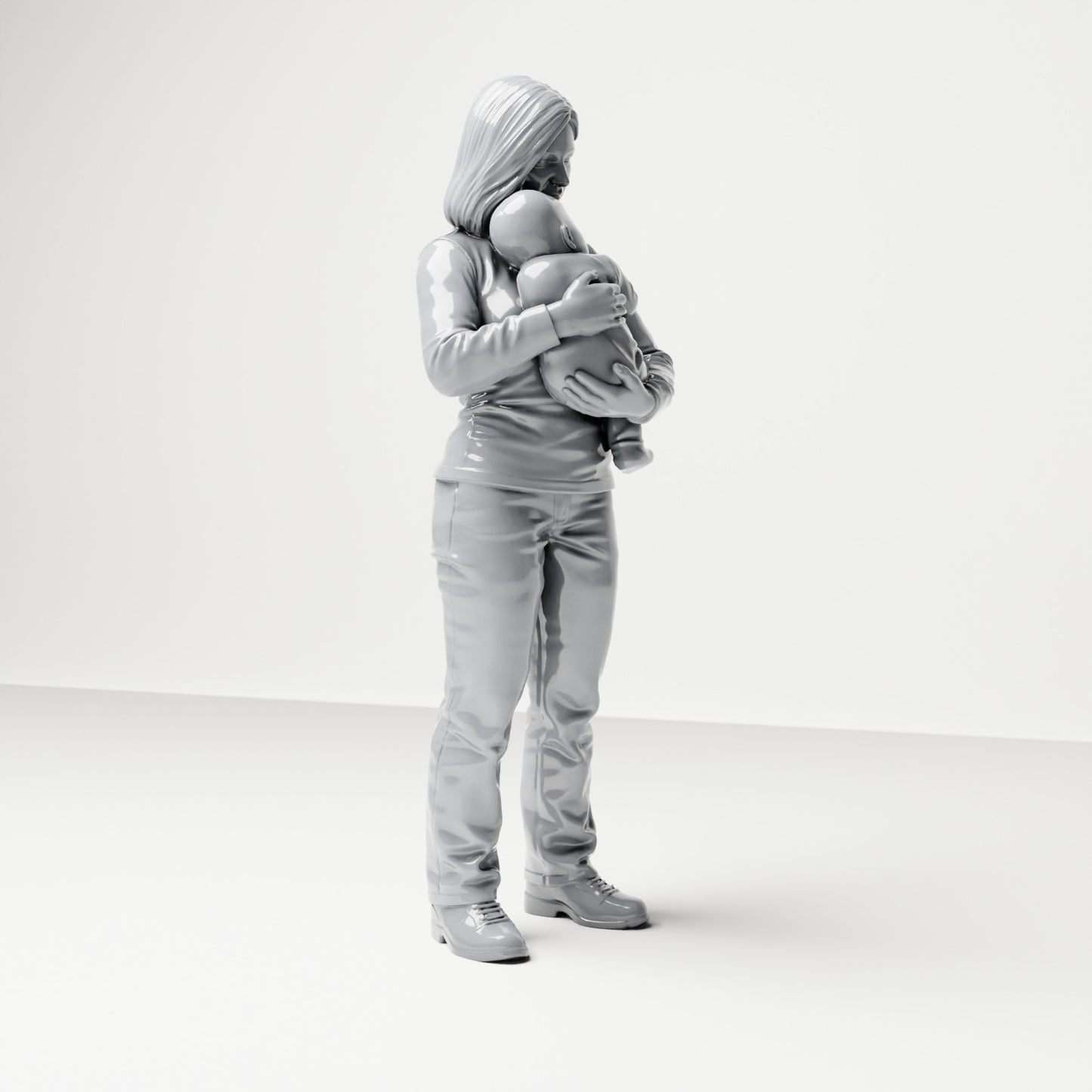 Diorama Modellbau Produktfoto 3: Stehende Figur: Mutter mit Baby auf dem Arm (B047)