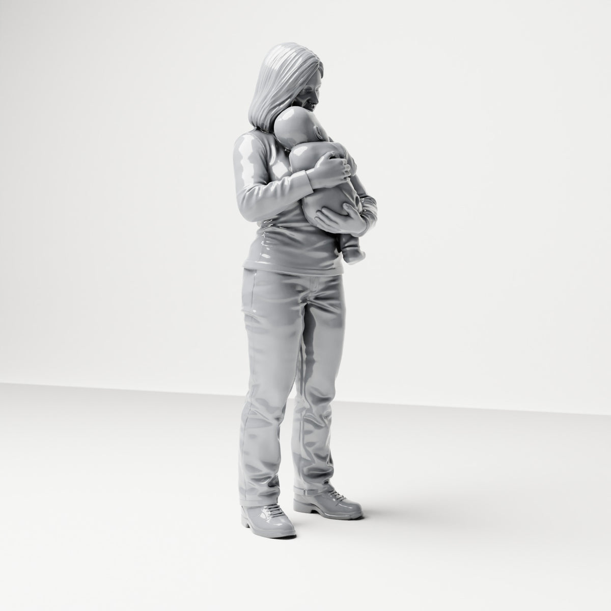 Diorama Modellbau Produktfoto 3: Stehende Figur: Mutter mit Baby auf dem Arm (B047)