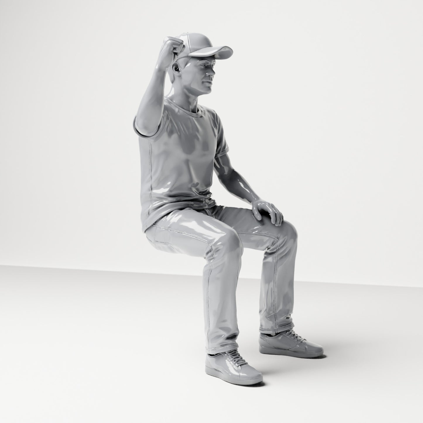 Foto de produto de modelismo para diorama 3: figura sentada: espetador com punho cerrado erguido (B066)
