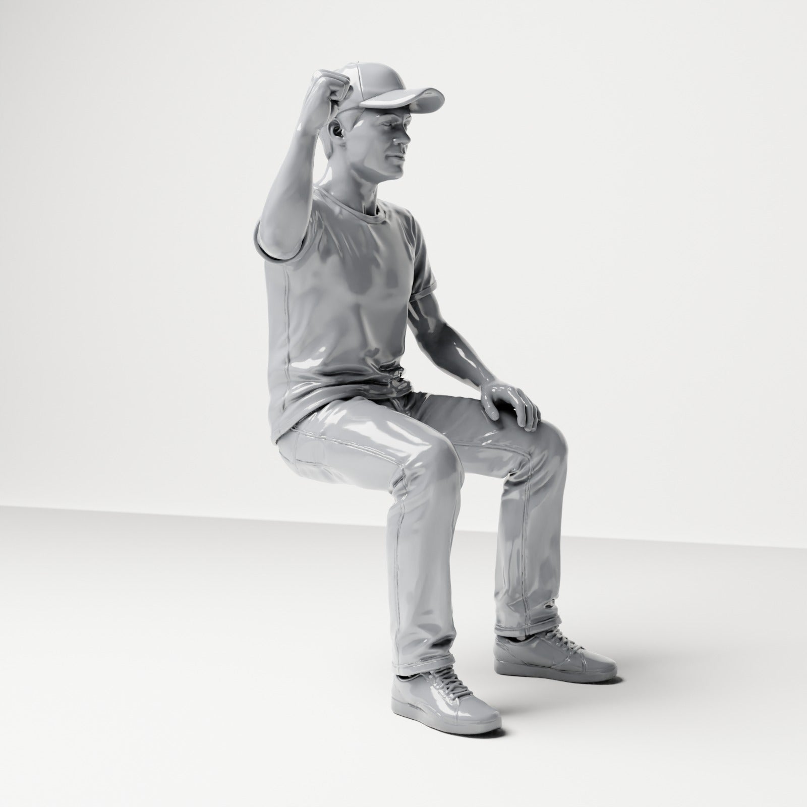 Foto de produto de modelismo para diorama 3: figura sentada: espetador com punho cerrado erguido (B066)
