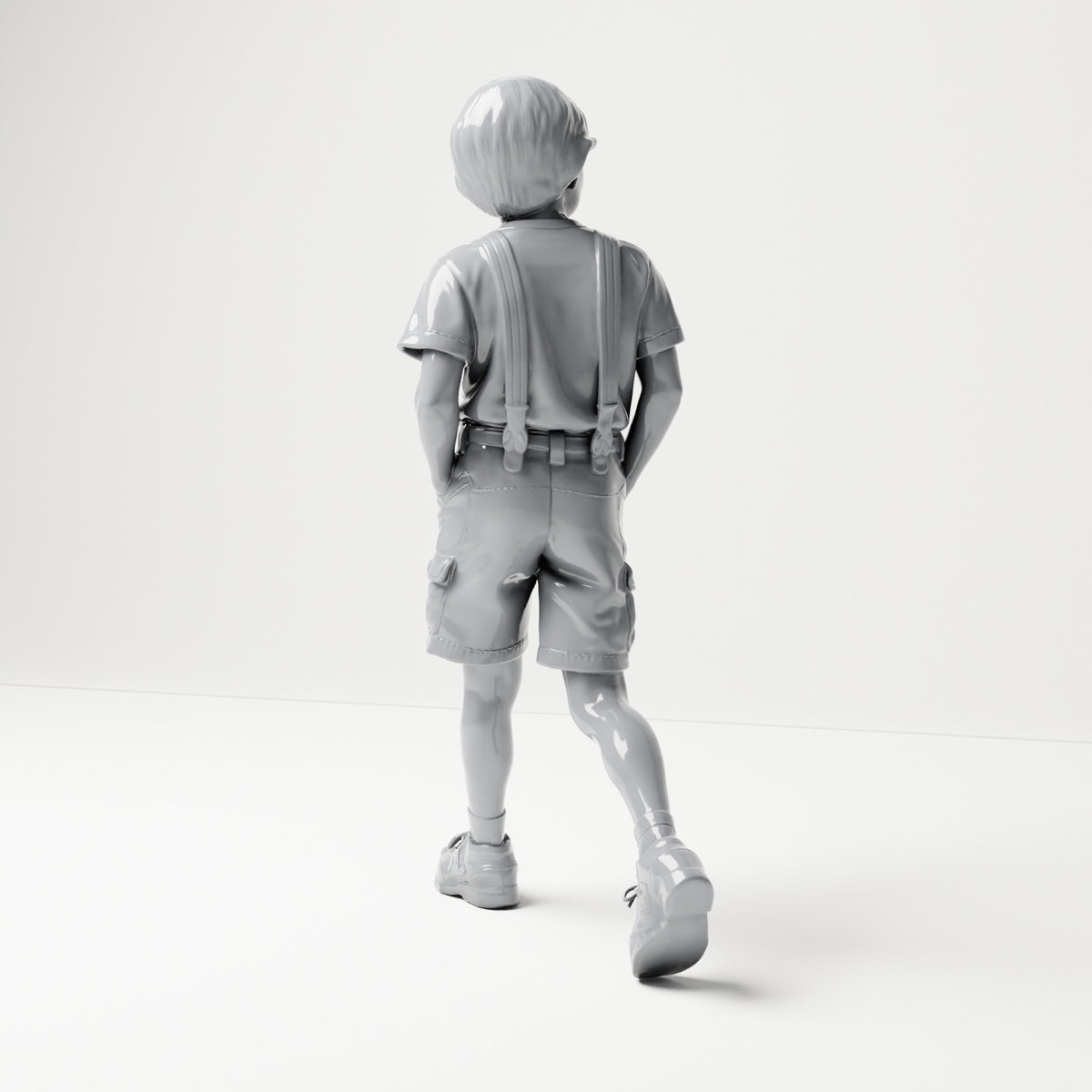 3Drifter-Miniatures B079 Bild 4: Gehende Figur: Junge mit T-Shirt, kurzen Hosen und Turnschuhen (B079)