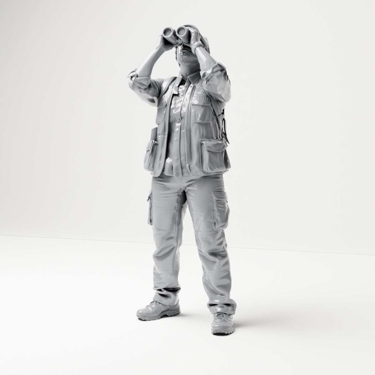 Diorama Modellbau Produktfoto 0: Stehende Figur: Vogelbeobachterin mit Fernglas (B082)