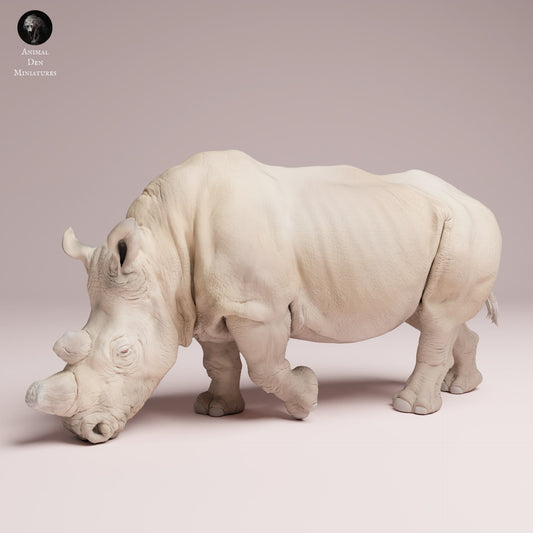 Produktfoto Tier Figur Diorama, Modellbau: 0: Wildtier Figur: fressendes Nördliches Weißes Nashorn – vorgefertigt (Ref 25_07_01)