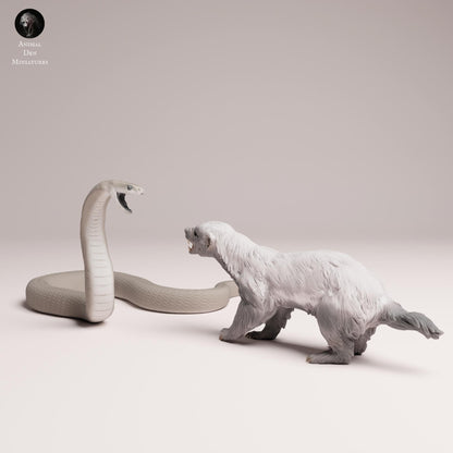 Produktová fotografie Zvířecí Figurky Diorama, Modelářství: 0: Divoká zvířata: Medvědí jezevec vs. Černá mamba – Souboj savany (Ref 25_08_08)