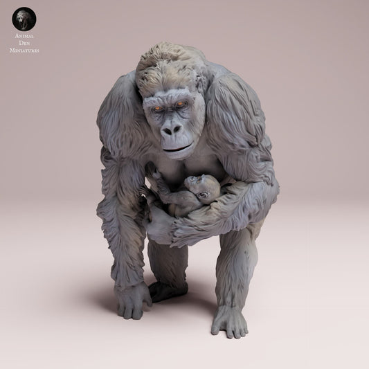 Produktfoto Tier Figur Diorama, Modellbau: 0: Dschungel Tier Figur: Östlicher Flachlandgorilla Weibchen mit Jungtier (Ref 25_07_10)