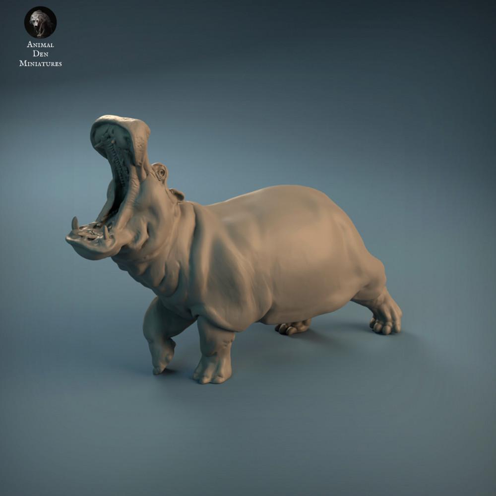 Φωτογραφία προϊόντος φιγούρας ζώου Animal Den Miniatures 0: Φιγούρα άγριου ζώου: Οργισμένος ιπποπόταμος (21_12_04)