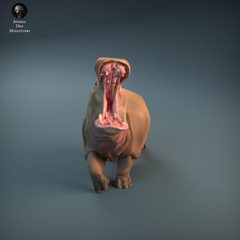 Φωτογραφία προϊόντος ζωικής φιγούρας Animal Den Miniatures 1: Φιγούρα άγριου ζώου: θυμωμένος ιπποπόταμος (21_12_04)