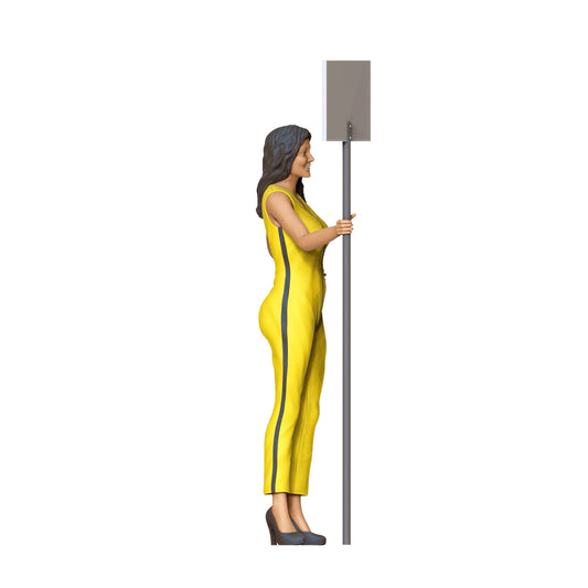 Produktfoto  0: Frau mit Schild Rennbetrieb