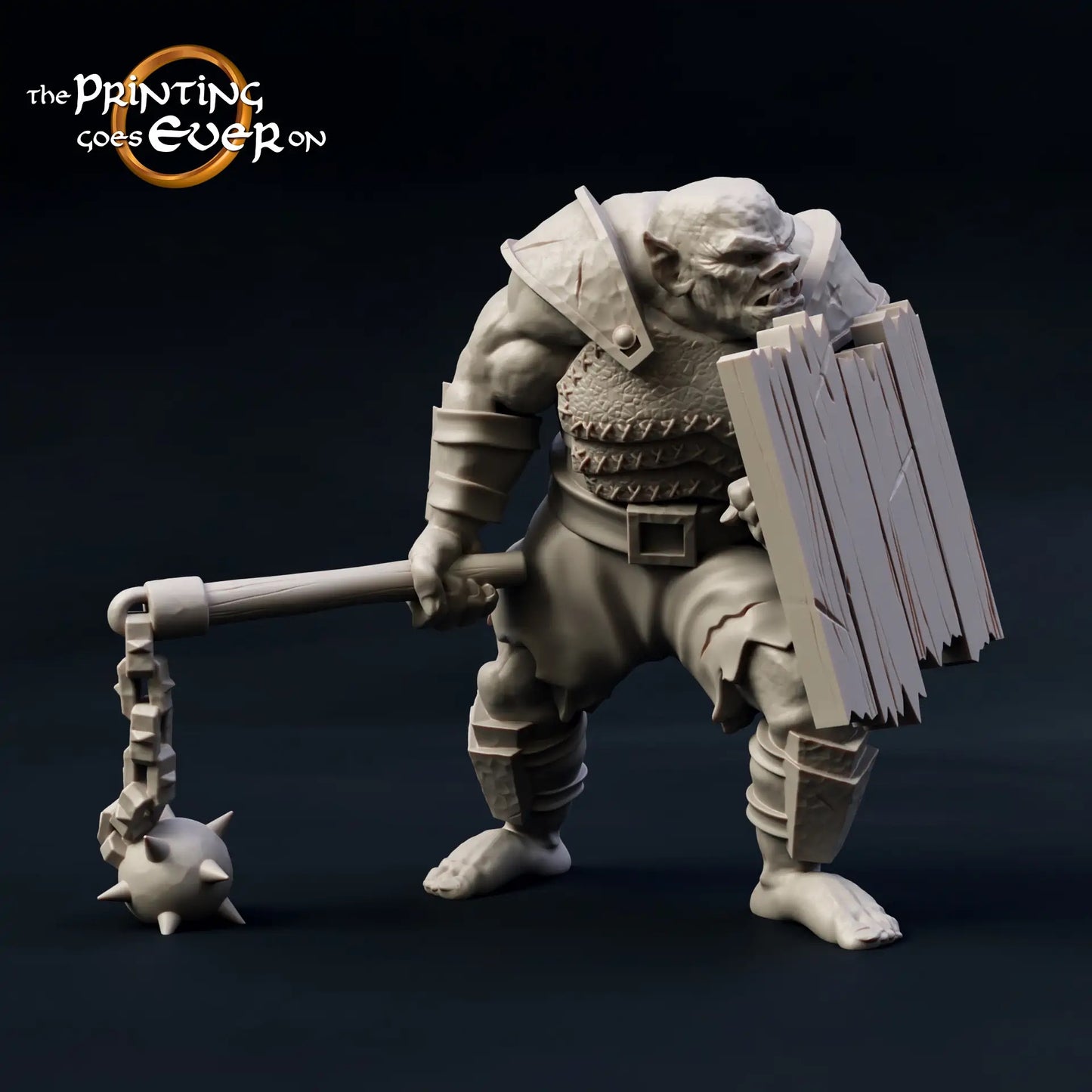 Produktfoto Tabletop 28mm The Printing Goes Ever On (TPGEO)  0: Halb-Ork Krieger: Brutale Kämpfer des Bösen mit Schwert, Schild, Morgenstern und Speer