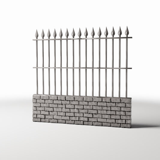Foto prodotto per diorami e modellismo 0: Diorama da giardino: alta recinzione metallica su muro di mattoni (Ref. 1193D)