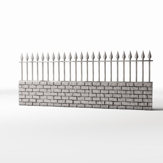 Foto prodotto per diorami e modellismo 0: Diorama da giardino: muretto basso in mattoni con recinzione metallica (Ref. 1195D)