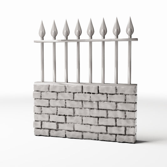 Foto prodotto per diorami e modellismo 0: Architettura per diorami: Muretto basso in mattoni con recinzione metallica (Ref. 1197D)