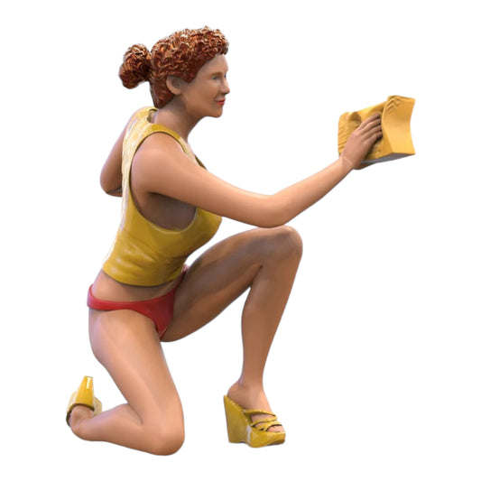 Produktfoto Diorama und Modellbau Miniatur Figur: Carwash Girl 4 - Autowäscherin in Bikini mit Schwamm