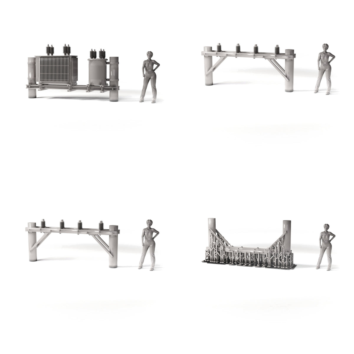 Diorama Modellbau Produktfoto 1: Diorama Infrastruktur: Betonmast mit Leistungstransformator als Baugruppe (Ref. 1231D)