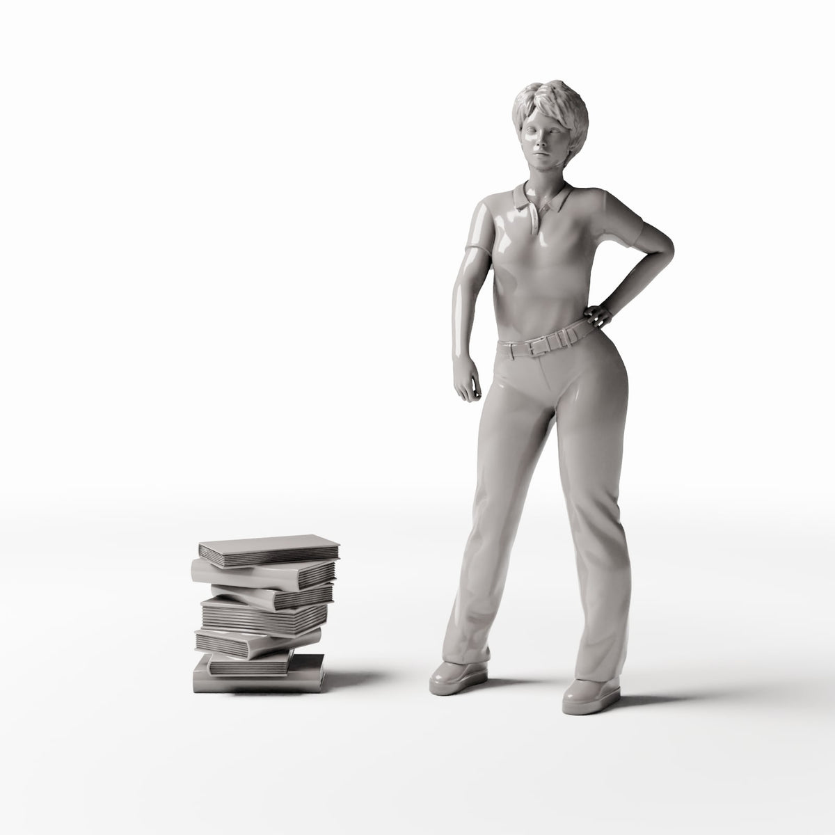 Diorama Modellbau Produktfoto 1: Diorama Inneneinrichtung: Gestapelter Bücherstapel für Miniaturregal (Ref. 1322D)