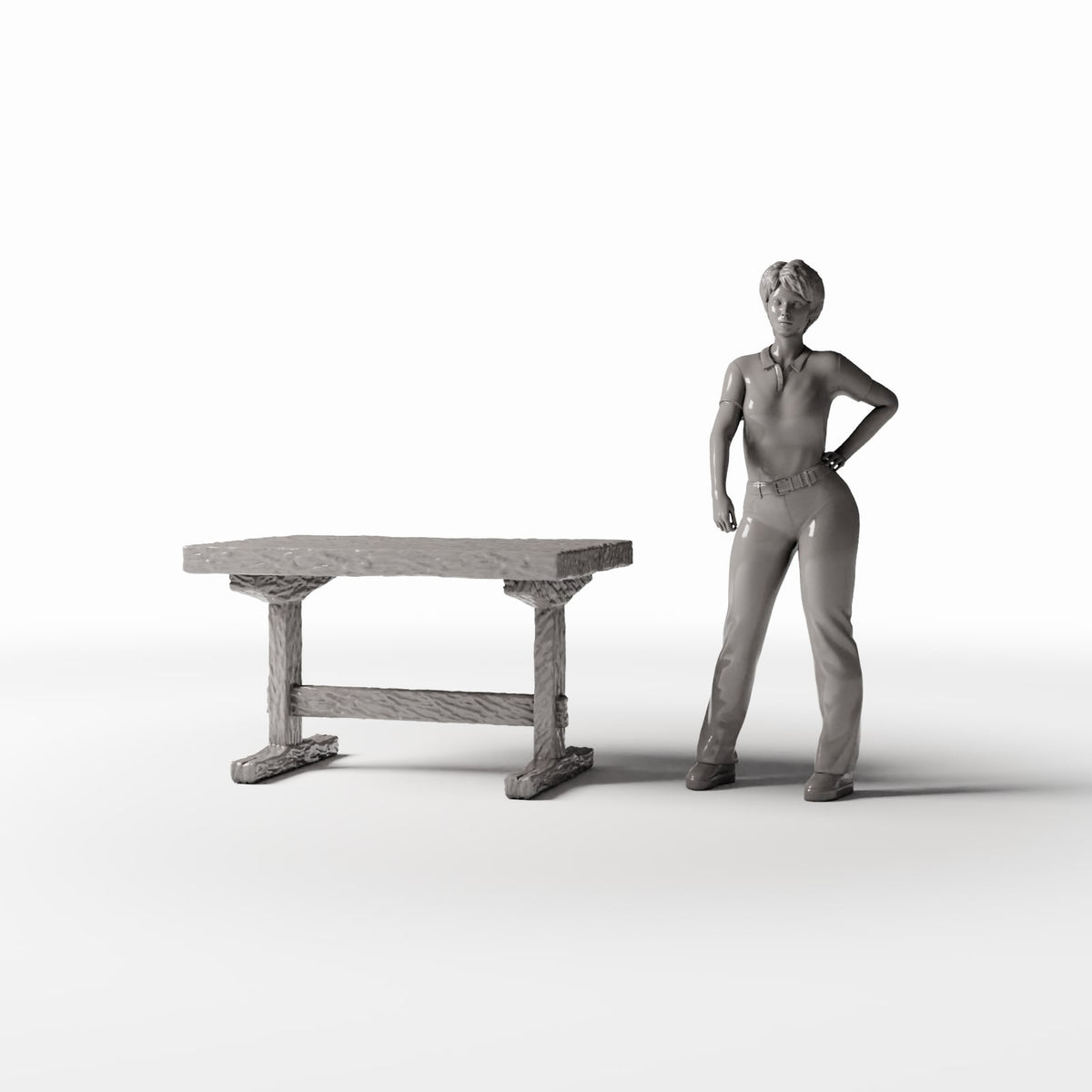 Foto prodotto per diorami e modellismo 1: Cucina per diorama: tavolo rustico in legno per cucina in miniatura (Ref. 1500D)