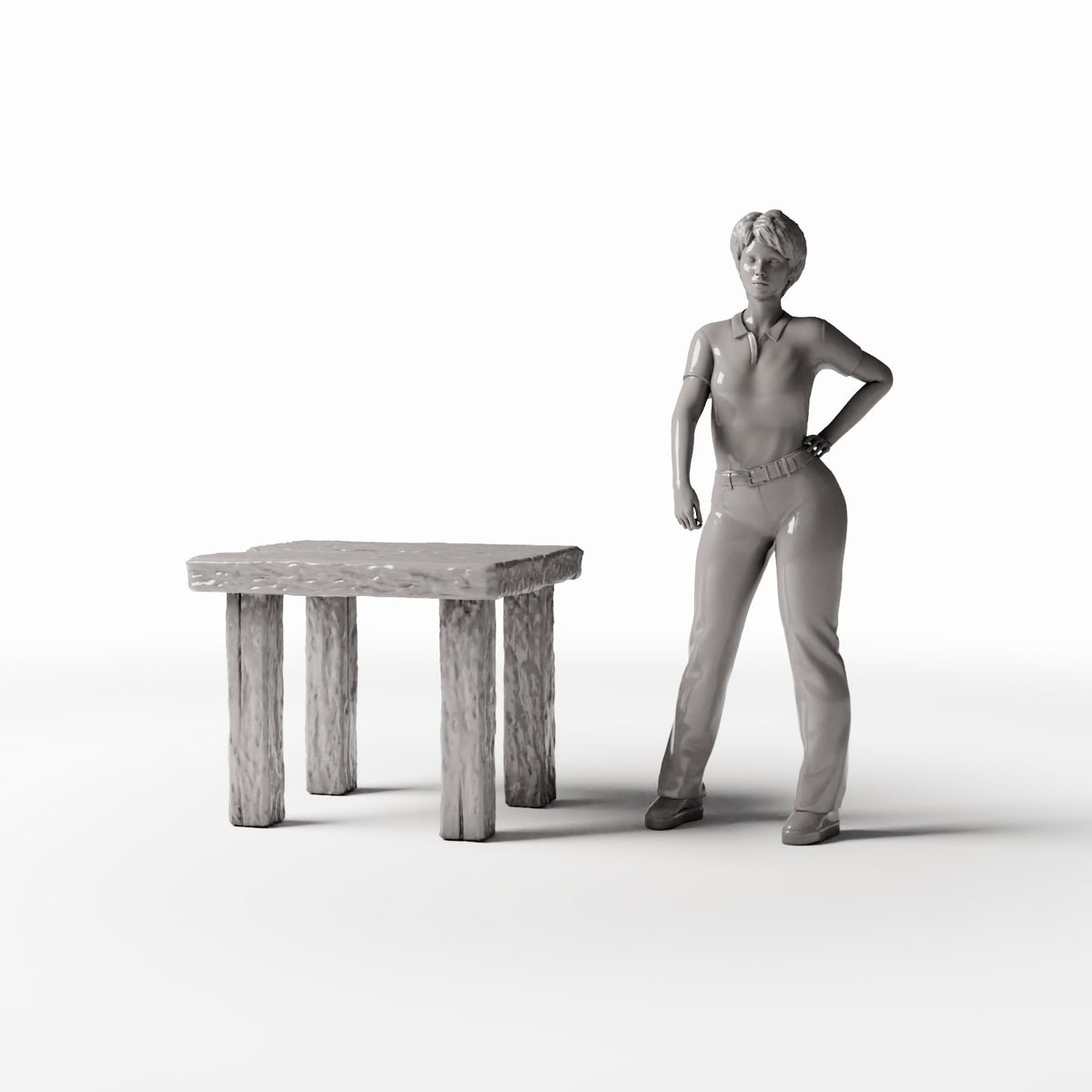Diorama Modellbau Produktfoto 1: Diorama Küche: Rustikaler Holztisch für die Miniaturküche (Ref. 1503D)
