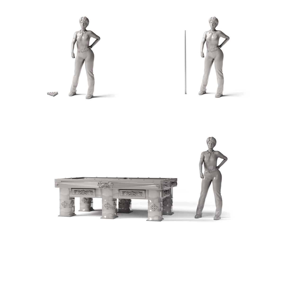 Diorama Modellbau Produktfoto 1: Diorama Möbel: Prunkvoller Billardtisch mit Zubehör (Ref. 1509D)