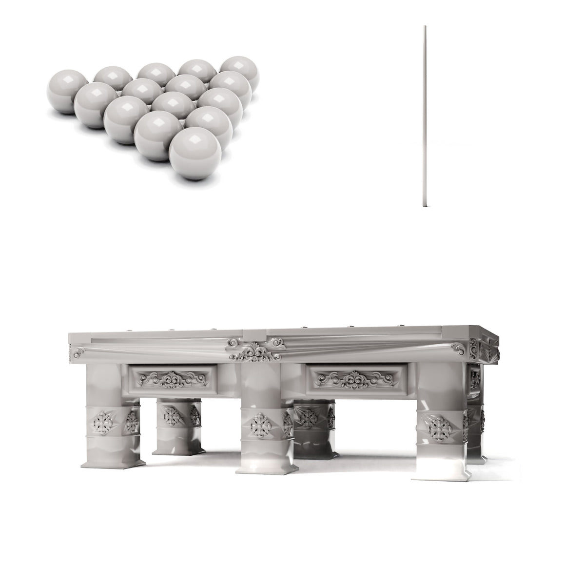 Diorama Modellbau Produktfoto 0: Diorama Möbel: Prunkvoller Billardtisch mit Zubehör (Ref. 1509D)