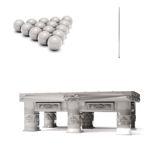 Diorama Modellbau Produktfoto 0: Diorama Möbel: Prunkvoller Billardtisch mit Zubehör (Ref. 1509D)