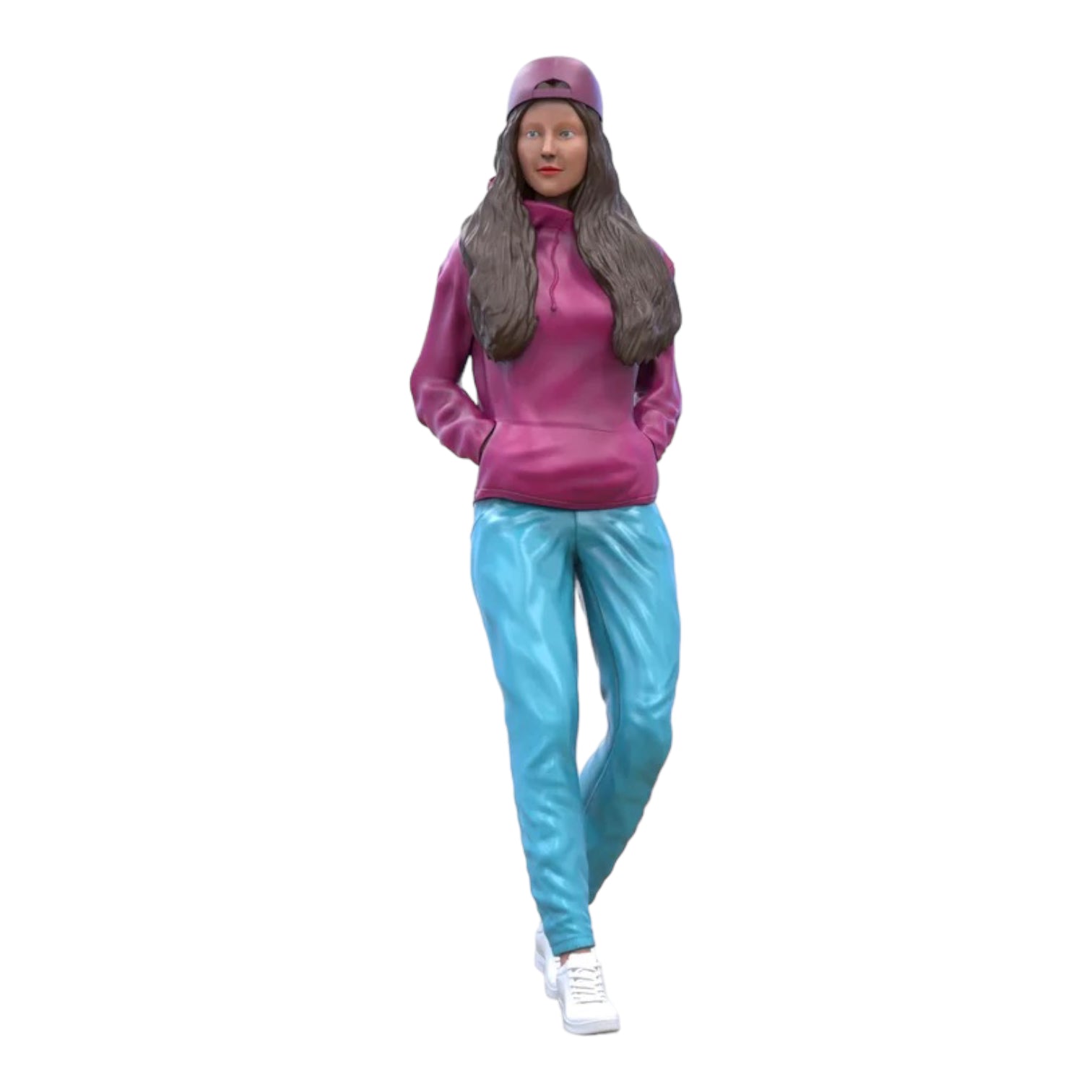 Produktfoto Diorama und Modellbau Miniatur Figur: Frau mit Hoodie | Hip Hopperin