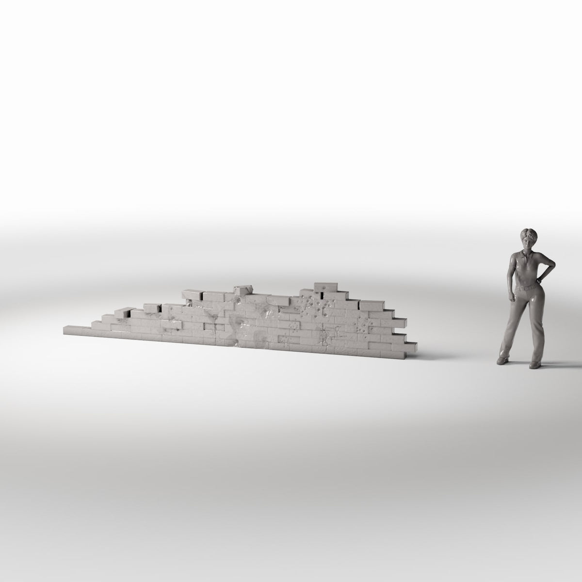 Foto prodotto per diorami e modellismo 1: Edificio per diorama: muro di mattoni danneggiato con segni di proiettili (Ref. 1631D)