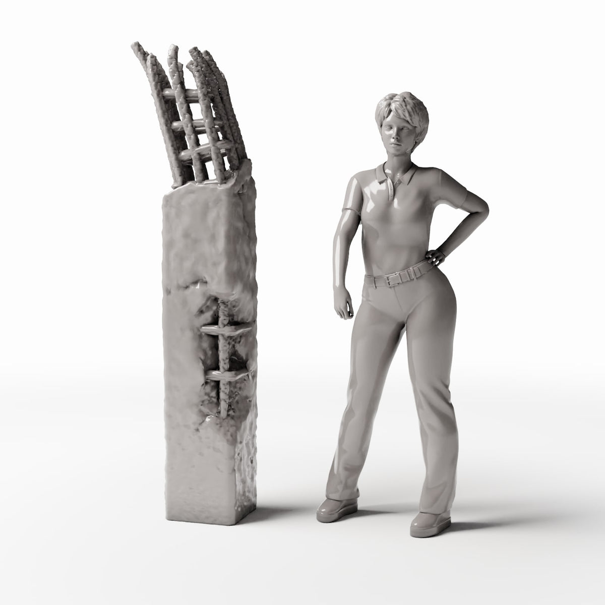 Foto prodotto per diorami e modellismo 1: Dettaglio edilizio per diorama: pilastro in cemento danneggiato con armatura (Ref. 1653D)