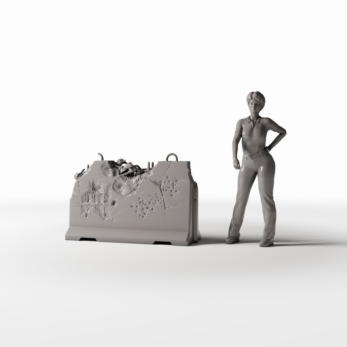 Foto prodotto per diorami e modellismo 1: Diorama militare: barriera stradale in cemento danneggiata per diorami urbani (Ref. 1663D)