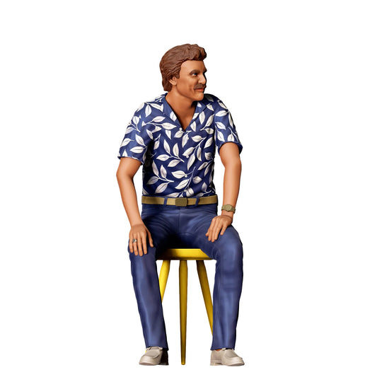 Diorama Modellbau Produktfoto 0: Sitzender Mann im Hawaiihemd - 80er-Jahre Charakter (Ref. Nr. 429)